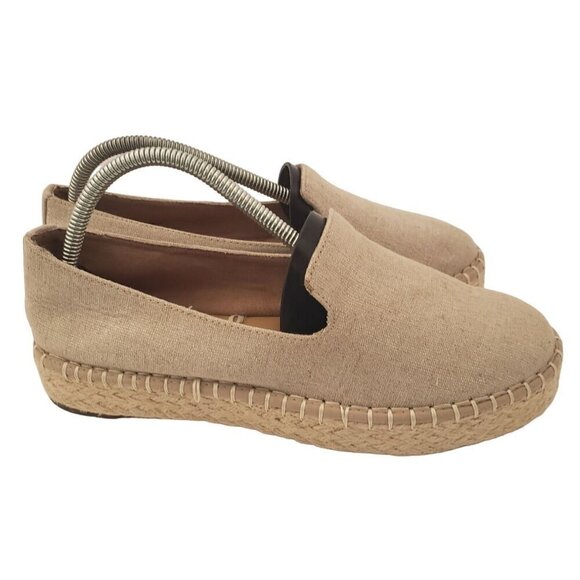 Joie Cara Jute Brown Espadrille Platform Linen Gold Sandals Womens Size 7.5 - Picture 1 of 9